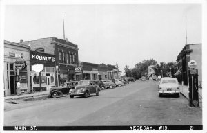 J67/ Necedah Wisconsin RPPC Postcard c1940-50s Main St Stores 230