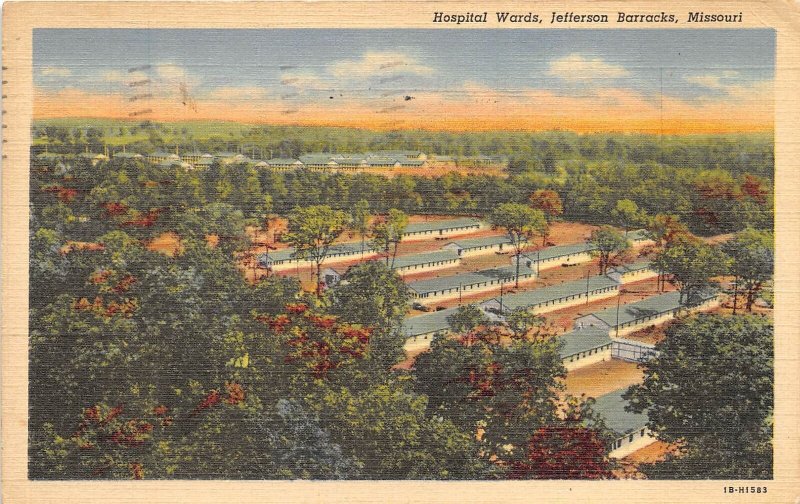 Jefferson Barracks Missouri 1942 Soldiers WWII Postcard Hospital Wards