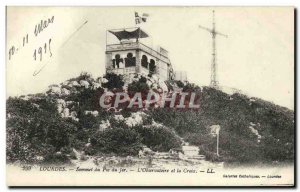 Old Postcard Lourdes Summit of the Pic du Jer The Observatory and the Cross