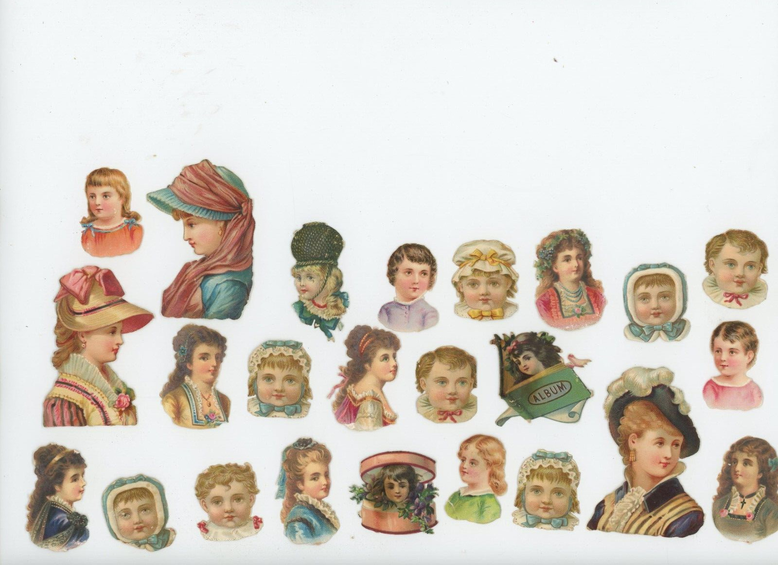 1880's Lovely Kids Heads Victorian DIe Cut Trade Card x717E Ephemera