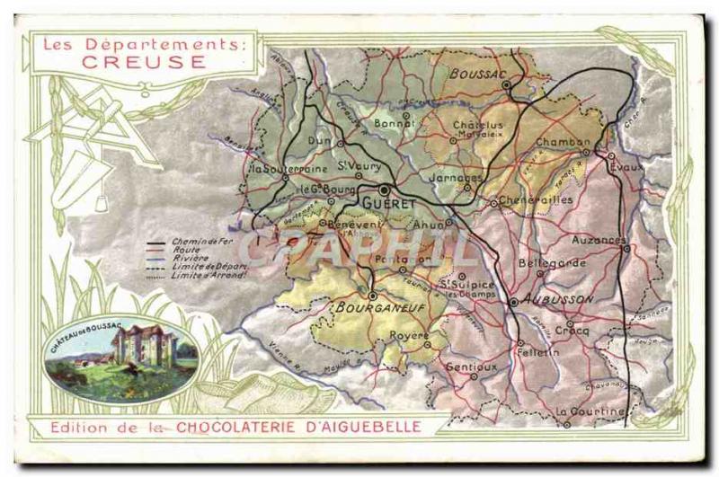 Old Postcard geographical maps of Chocolaterie & # 39Aiguebelle Creuse Chatea...