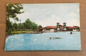 VINTAGE  UNUSED .01 POSTCARD - PAVILION AND LAKE CITY PARK, DENVER, COLO. CREASE