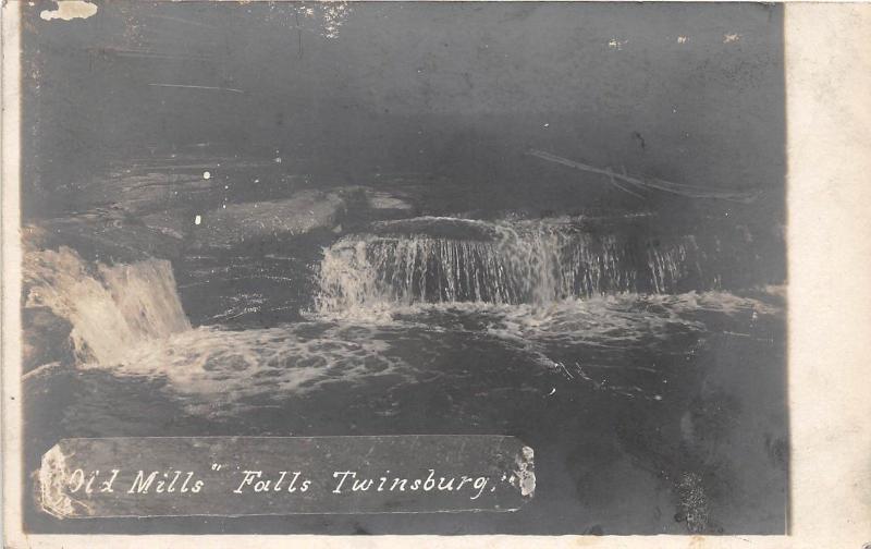 E44/ Twinsburg Ohio Real Photo RPPC Postcard 1908 Old Mills Falls River 