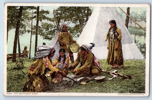 c1910's The Moccasin Game Native Indians Phostint Unposted Antique Postcard