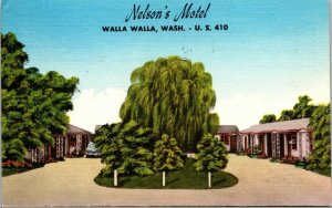 Vtg Walla Walla Washington WA Nelson's Motel Postcard