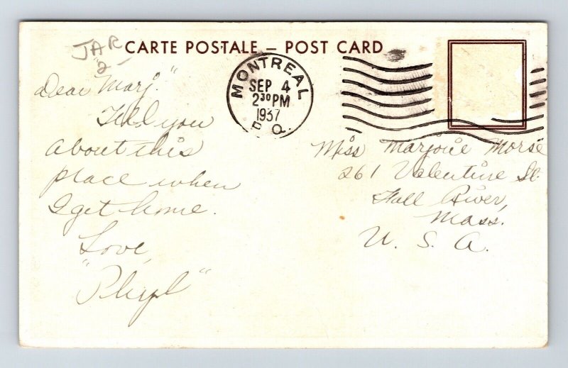 Montreal Pharmacy Drug Store Medical Canada Cancel 1937 WOB Vintage Postcard 