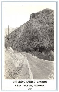 1947 Entering Sabino Canyon Near Tucson AZ, Car Frashers RPPC Photo Postcard