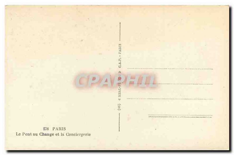 Old Postcard Paris Pont au Change and the Conciergerie