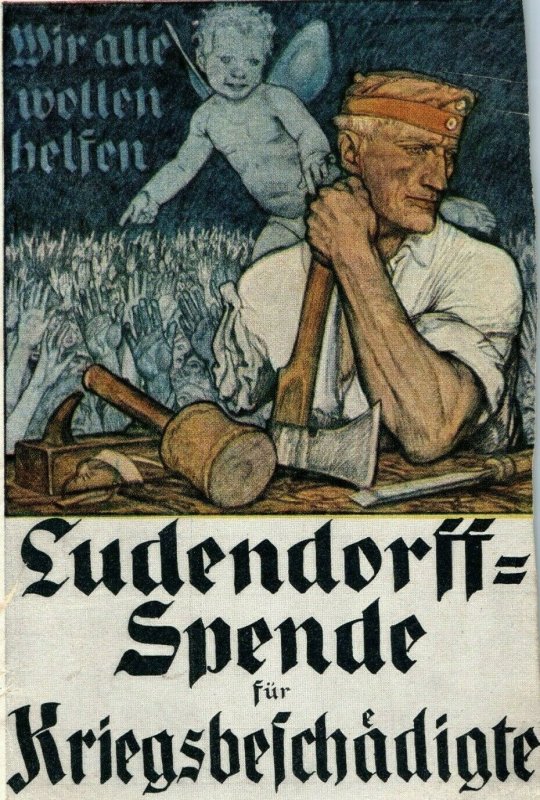 1914 WWI Propaganda Ludendorff-Spende fur Kriegsbeschadigte Poster Art P18