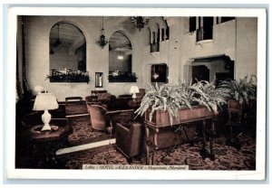 c1930's Hotel Alexander Lobby Interior Hangertown Maryland MD Vintage Postcard