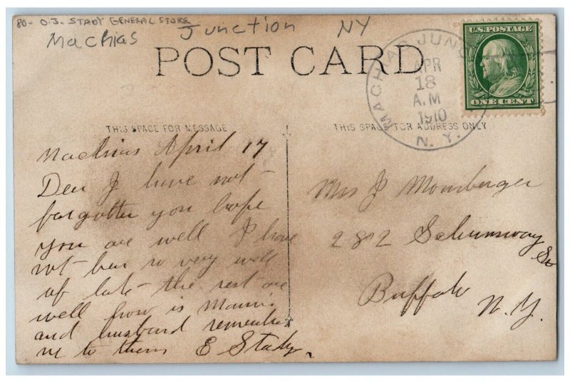 1910 O.J. Stacy General Store Cattaraugus Junction NY RPPC Photo Posted Postcard