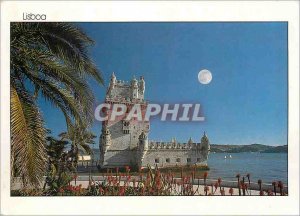 Postcard Modern Lisboa Belem Tower on the bank of the Tagus