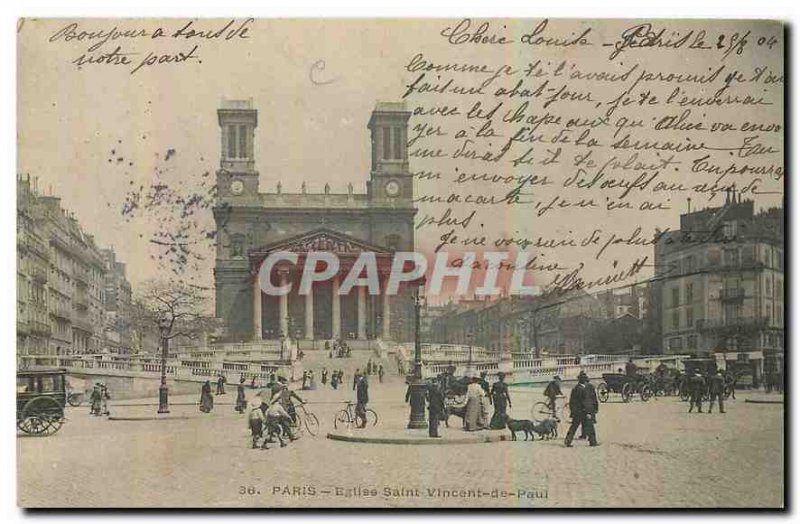 Old Postcard Paris Church of Saint Vincent de Paul