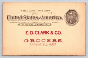 E.O. Clark & Co. Grocers Springfield Mass. Advertising US Postal Card