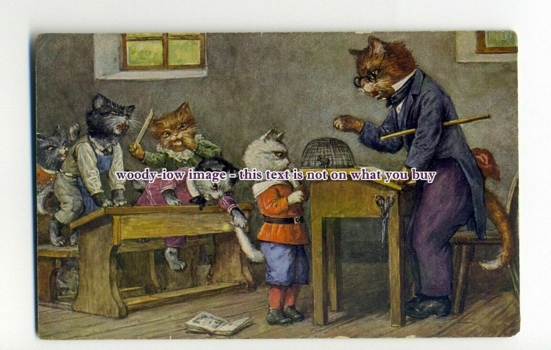 an1014 - Kittens being Naughty in Cat School,  Artist - Arthur Thiele - postcard