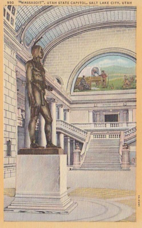 Utah Salt Lake City Massasoit Statue State Capitol Building Curteich