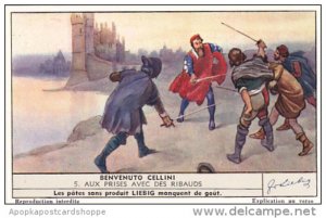 Liebig Trade Card s1392 Benvenuto Cellini No 5 Aux Prises Avec Des Ribauds