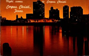 Texas Corpus Christi Skyline At Night 1972