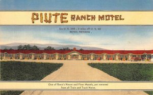 PIUTE RANCH MOTEL Reno, Nevada Roadside c1940s Linen Vintage Postcard