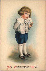 CLAPSADDLE CHRISTMAS Cute Little Boy w Santa Claus Tag CHRISTMAS Postcard