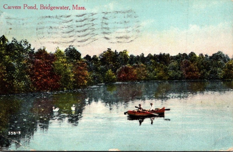 Massachusetts Bridgewater Boating On Carvers Pond 1916