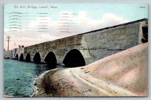 Six Arch Bridge  Lowell  Massachusetts  Postcard  1912