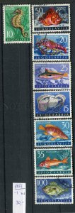 265340 Yugoslavia 1956 year used stamps FISHES sea Horse