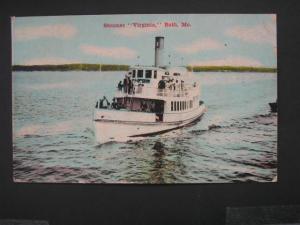 BATH ME STEAMER \Virginia\ c1910 Postcard