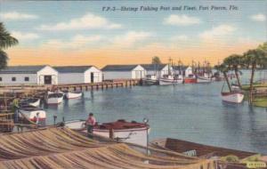 Florida Fort Pierce Shrimp Fishing Port and Fleet 1946 Curteich