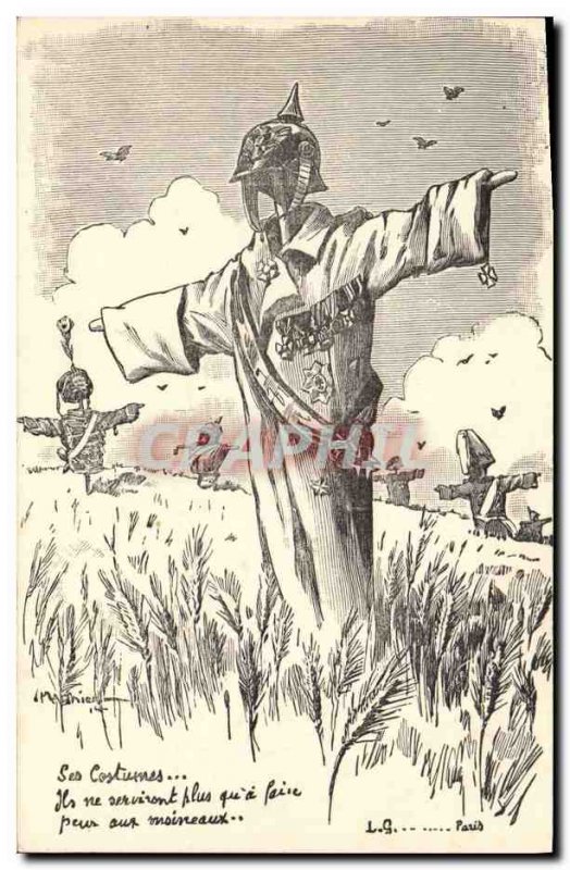 Old Postcard Army Scarecrows