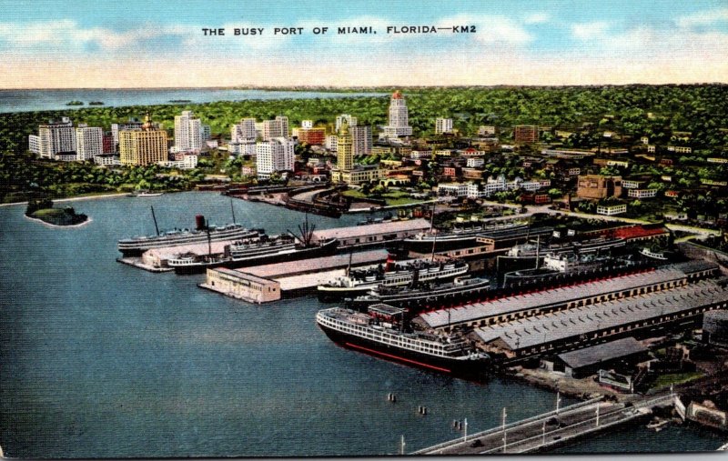 Florida Miami View Of The Busy Port