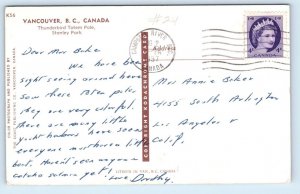 Thunderbird Totem Pole - Stanley Park - Vancouver CANADA Postcard