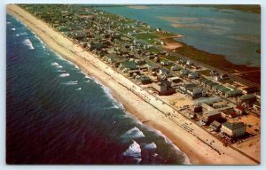 OCEAN CITY, MD Maryland ~ AIR VIEW of BEACH ~ c1950s Worcester County Postcard