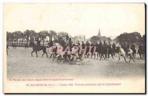 Old Postcard Equestrian Horse Course Saumur 1902 Military Working on the Char...