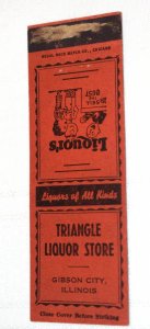 Triangle Liquor Shop Gibson City Illinois 20 Strike Matchbook Cover