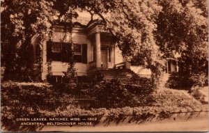 Postcard Green Leaves Ancestral Beltzhoover House Natchez, Mississippi