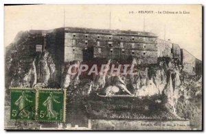 Old Postcard Belfort Le Chateau And The Lion