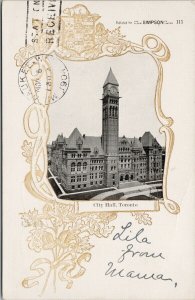 City Hall Toronto Ontario Embosses c1904 Robert Simpson Co. Postcard F43