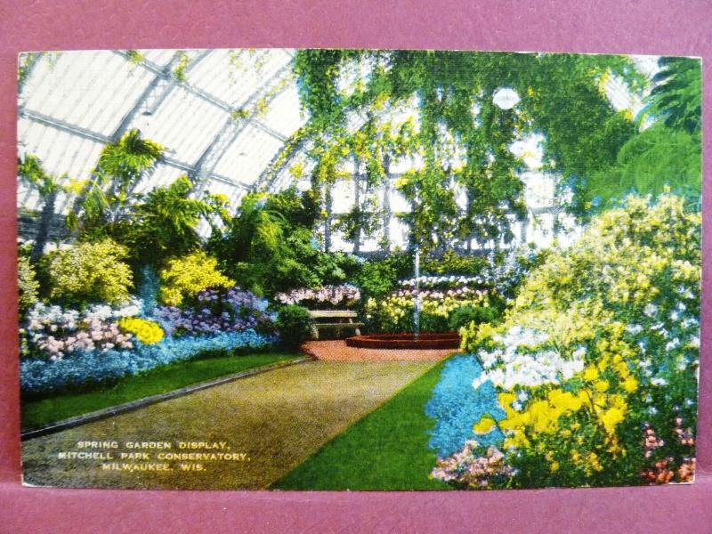 Postcard Wi Milwaukee Spring Garden Display Mitchell Park