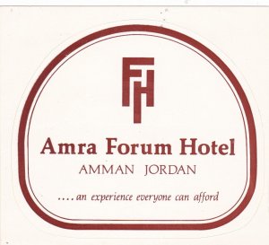 Jordan Amman Amra Forum Hotel Vintage Luggage Label sk3530