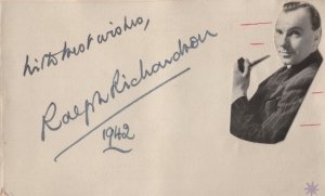 Ralph Richardson Antique Hand Signed WW2 Autograph Page