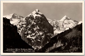 Rosenhorn Wellhorn Wetterhorn Von Meiringen Aus Real Photo RPPC Postcard