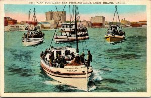 Vtg Long Beach California CA Deep Sea Fishing Boats Tillikum 1920s Postcard
