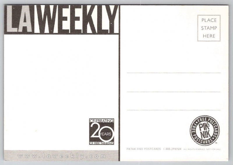 Free Thinking LA Weekly Flower Head Man Advertising Postcard L32