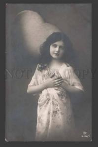 113884 HEART Charming Girl LONG HAIR Vintage PHOTO PC