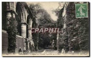 Old Postcard Ruins of Valmont & # 39Abbaye together on the Park