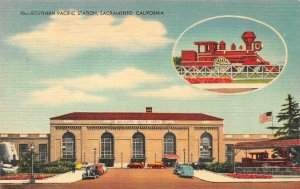 SACRAMENTO, California CA   SOUTHERN PACIFIC RAILROAD STATION  Train Depot  Card