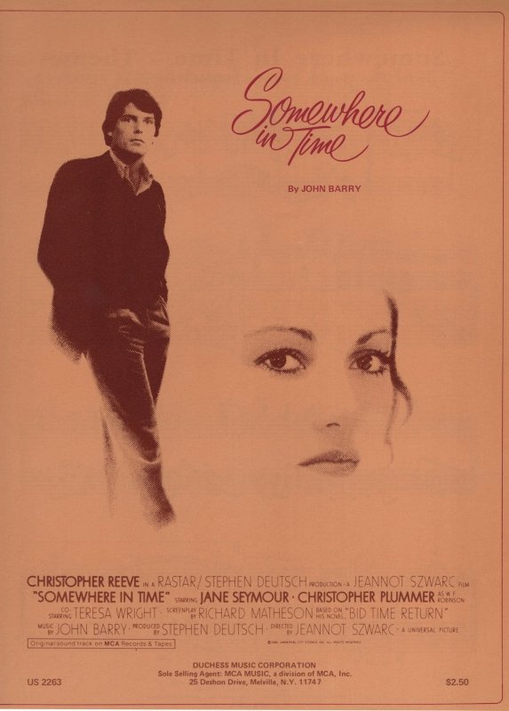 Christopher Reeve Superman Star in Somewhere In Time XL Sheet Music