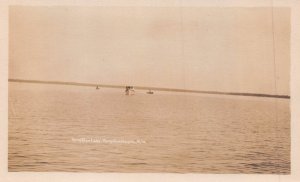 HOUGHTON HEIGHTS MICHIGAN~BOATS ON HOUGHTON LAKE~REAL PHOTO POSTCARD