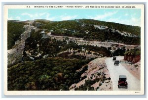 Bakersfield California CA Postcard Los Angeles Winding Summit Ridge Route c1940